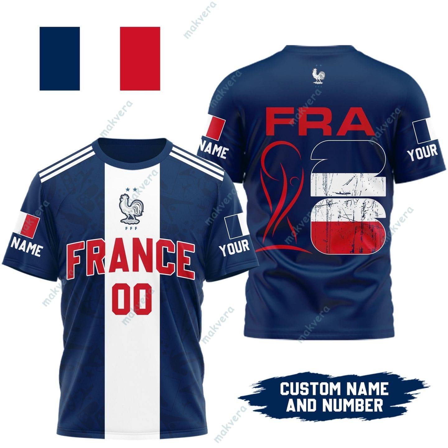 France National Team World Cup 2026 Custom 3D Shirt 2 France National Team World Cup 2026 Custom 3D Shirt 2