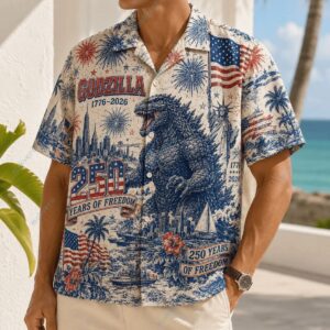 Godzilla 250 Years Of Freedom 2026 Hawaiian Shirt