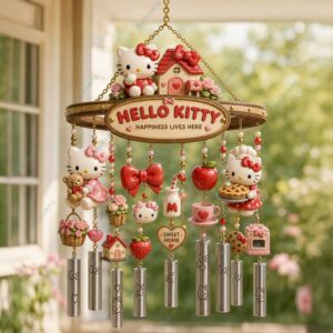Hello Kitty Happiness Lives Here Wind Chime