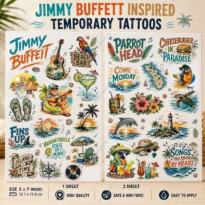 Jimmy Buffett Inspired Temporary Tattoo 3 Jimmy Buffett Inspired Temporary Tattoo 4
