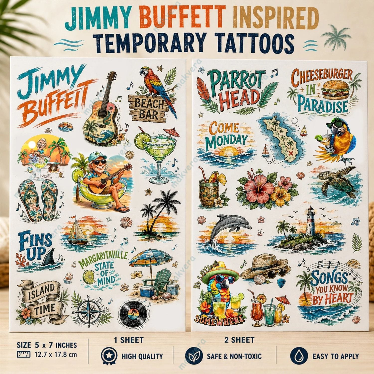 Jimmy Buffett Inspired Temporary Tattoo 4 Jimmy Buffett Inspired Temporary Tattoo 4