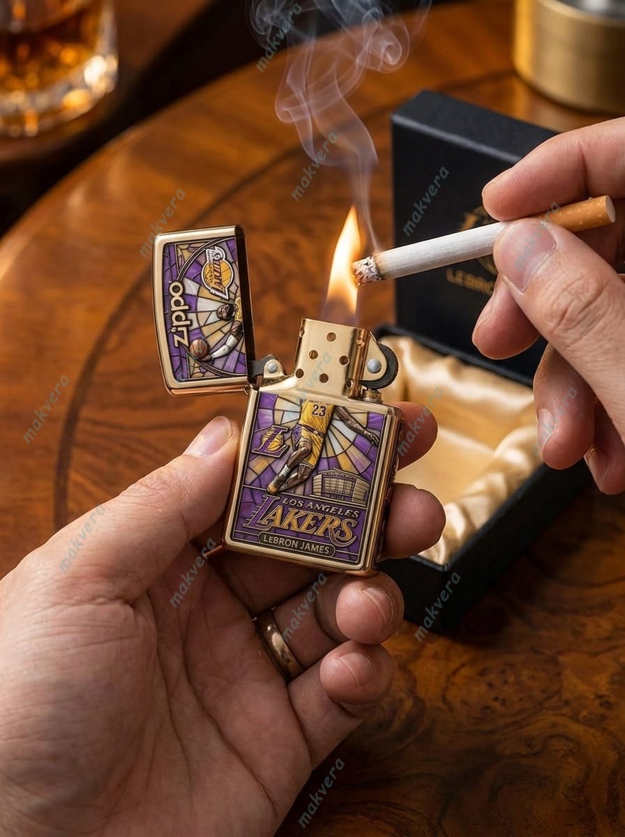 LeBron Jame LA Lakers Zippo Case 3 LeBron Jame LA Lakers Zippo Case 2