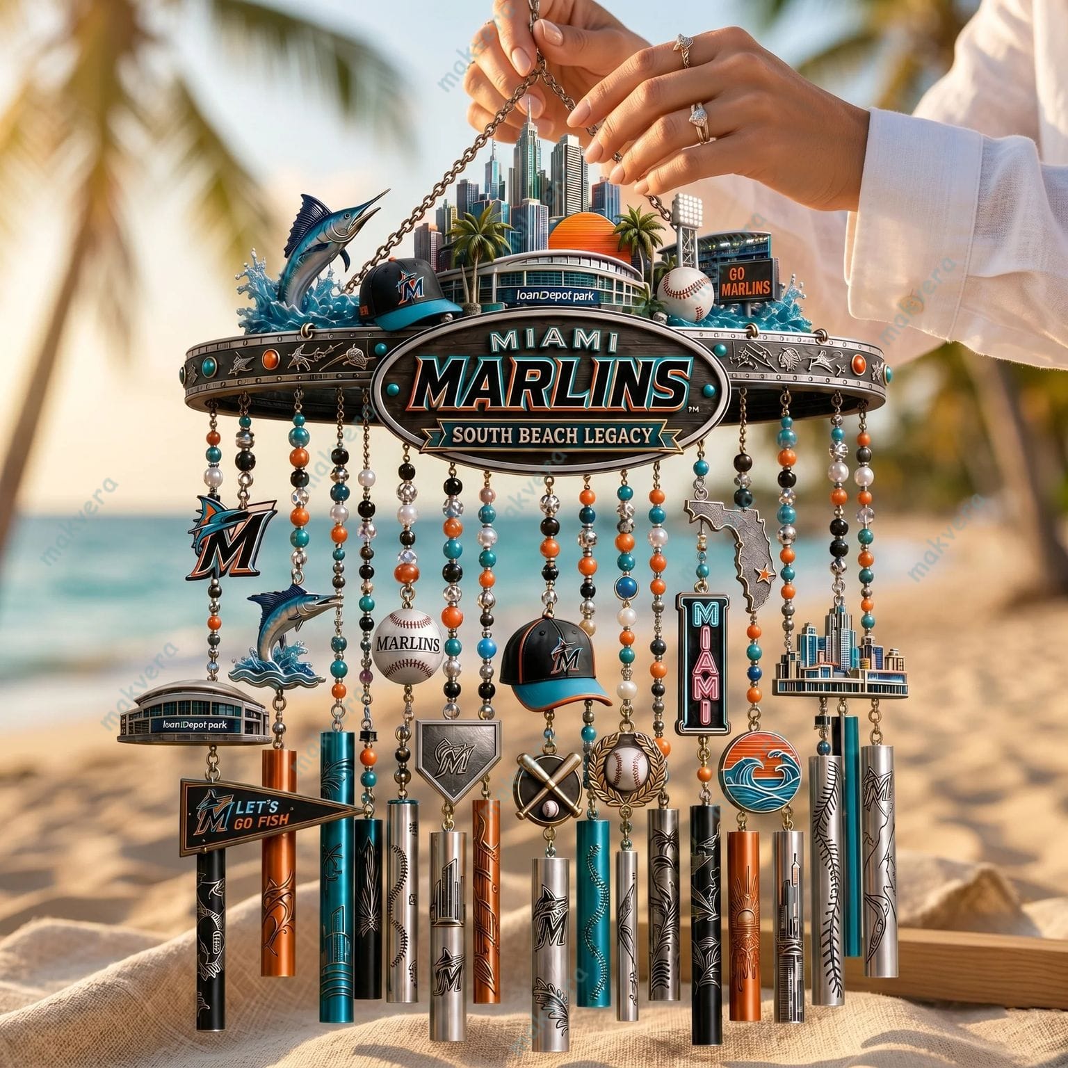 Miami Marlins South Beach Legacy Wind Chime Miami Marlins South Beach Legacy Wind Chime