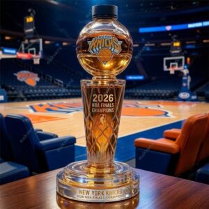 New York Knicks 2026 NBA Finals Champions Larry O’Brien Trophy Whiskey Bottle 1 New York Knicks 2026 NBA Finals Champions Larry O’Brien Trophy Whiskey Bottle 2