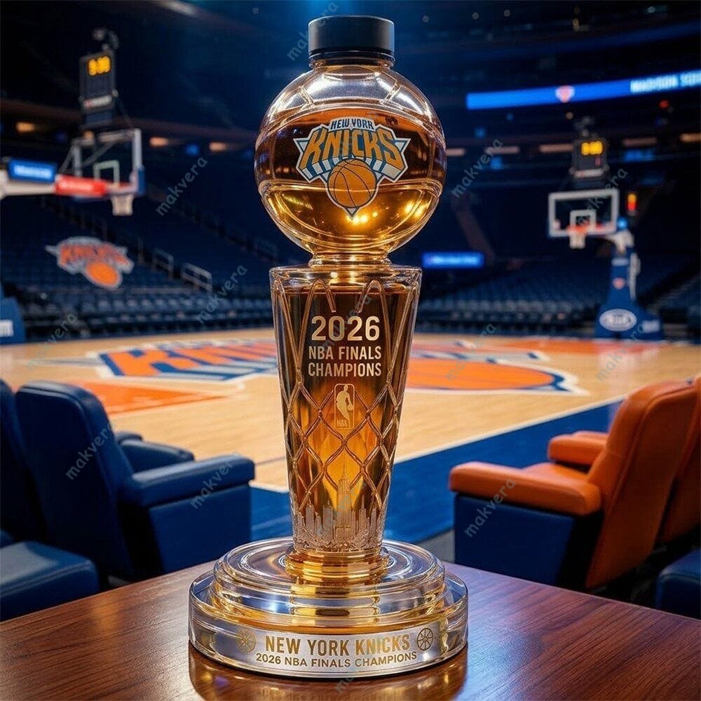 New York Knicks 2026 NBA Finals Champions Larry O’Brien Trophy Whiskey Bottle 2 New York Knicks 2026 NBA Finals Champions Larry O’Brien Trophy Whiskey Bottle 2