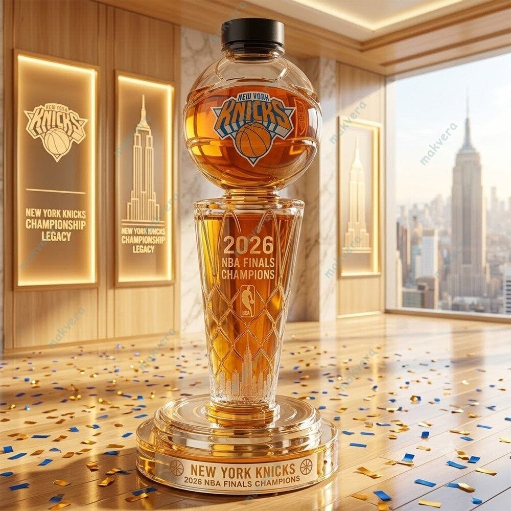 New York Knicks 2026 NBA Finals Champions Larry O’Brien Trophy Whiskey Bottle New York Knicks 2026 NBA Finals Champions Larry O’Brien Trophy Whiskey Bottle