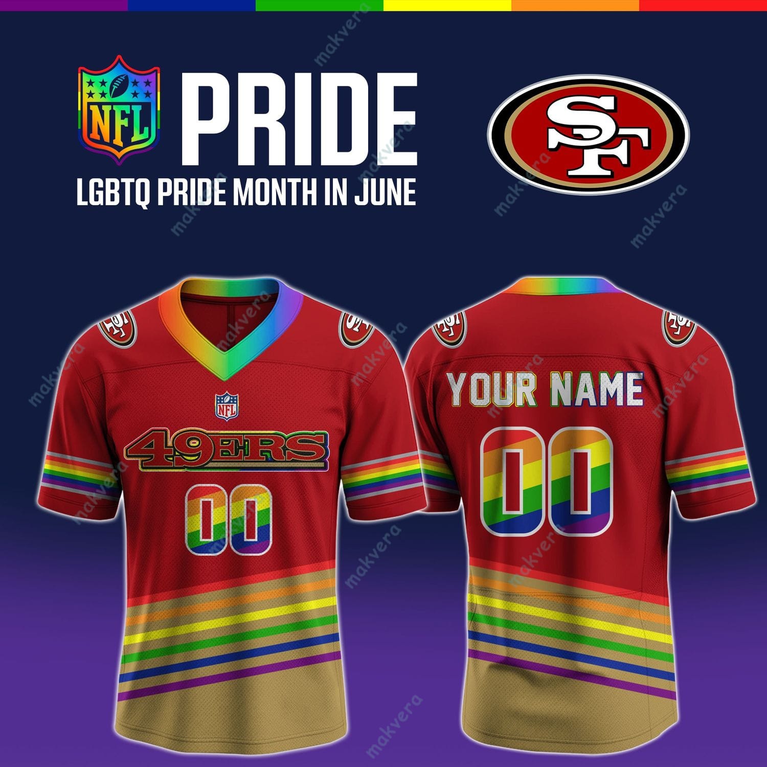 NFL All Team x LGBT Pride Month In June Custom Football Jersey 13 NFL All Team x LGBT Pride Month In June Custom Football Jersey 13
