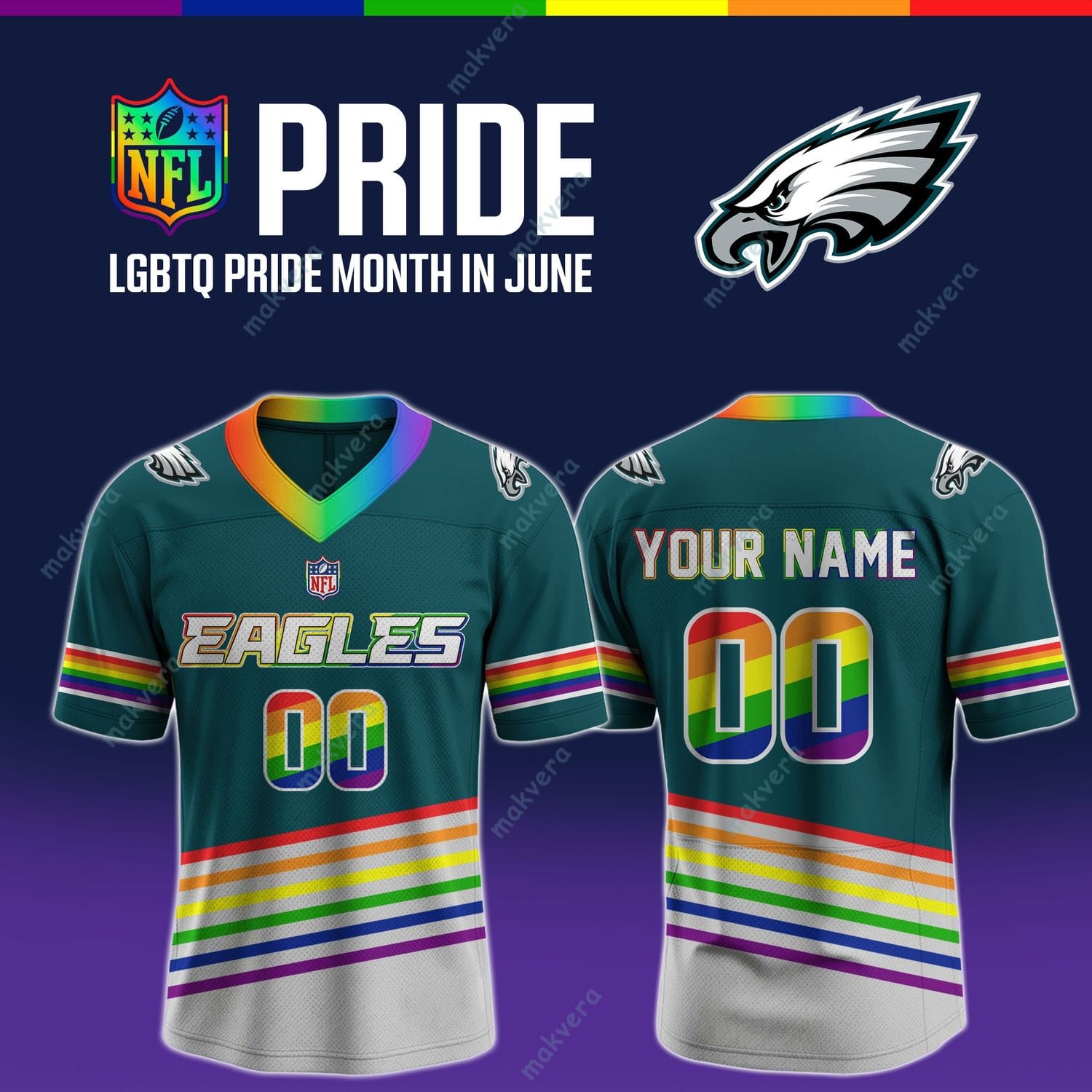 NFL All Team x LGBT Pride Month In June Custom Football Jersey 9 NFL All Team x LGBT Pride Month In June Custom Football Jersey 9