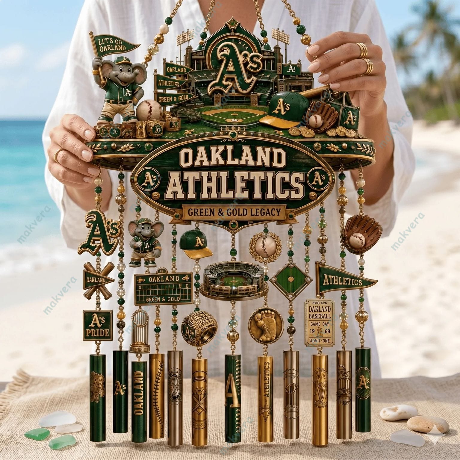 Oakland Athletics Green And Gold Legacy Wind Chime 2 Oakland Athletics Green And Gold Legacy Wind Chime 2