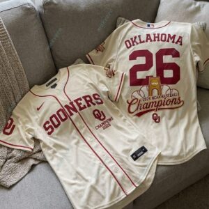 Oklahoma Sooners Champions 2026 NCAA Custom Baseball Jersey