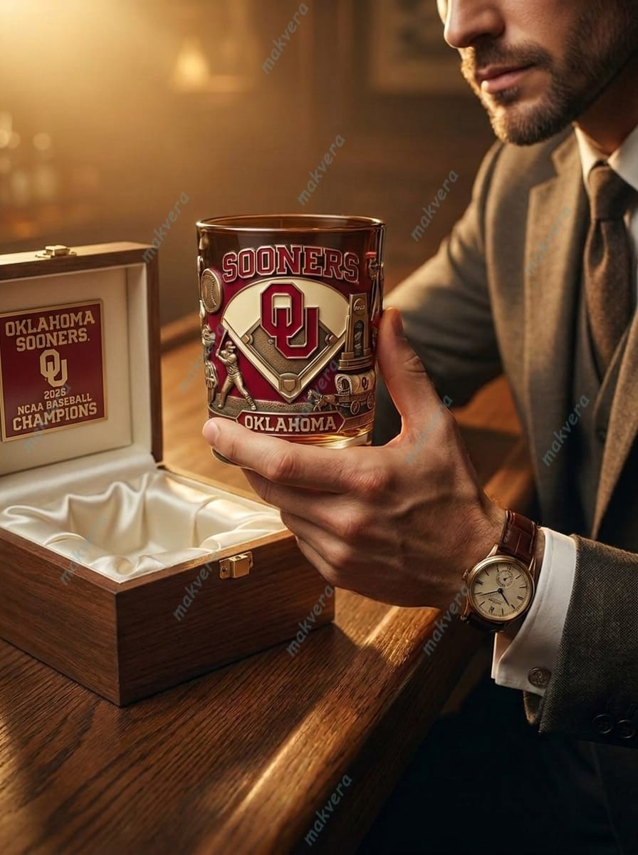 Oklahoma Sooners Champions 2026 NCAA Whiskey Glass Oklahoma Sooners Champions 2026 NCAA Whiskey Glass