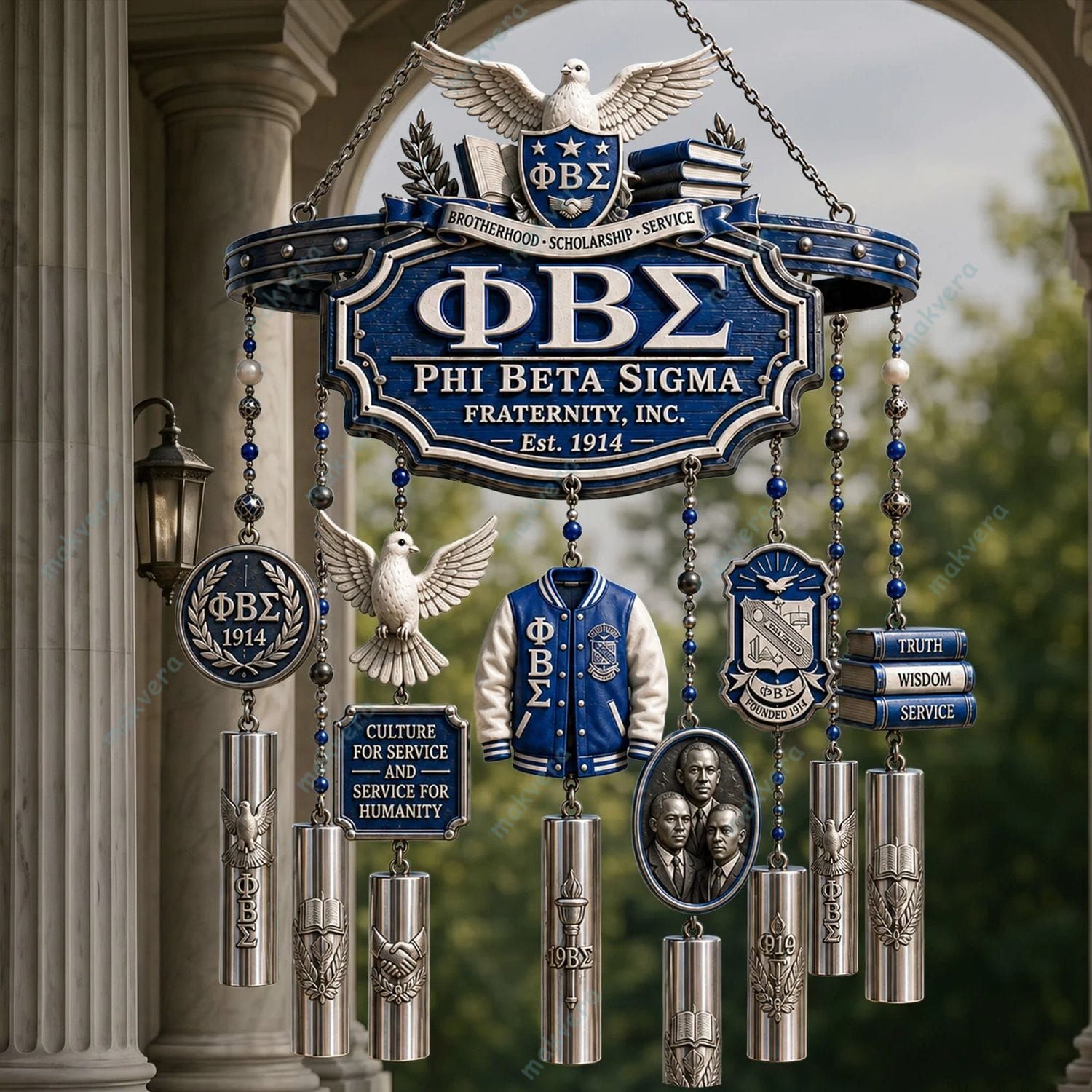 Phi Beta Sigma Fraternity Est 1914 Wind Chime Phi Beta Sigma Fraternity Est 1914 Wind Chime