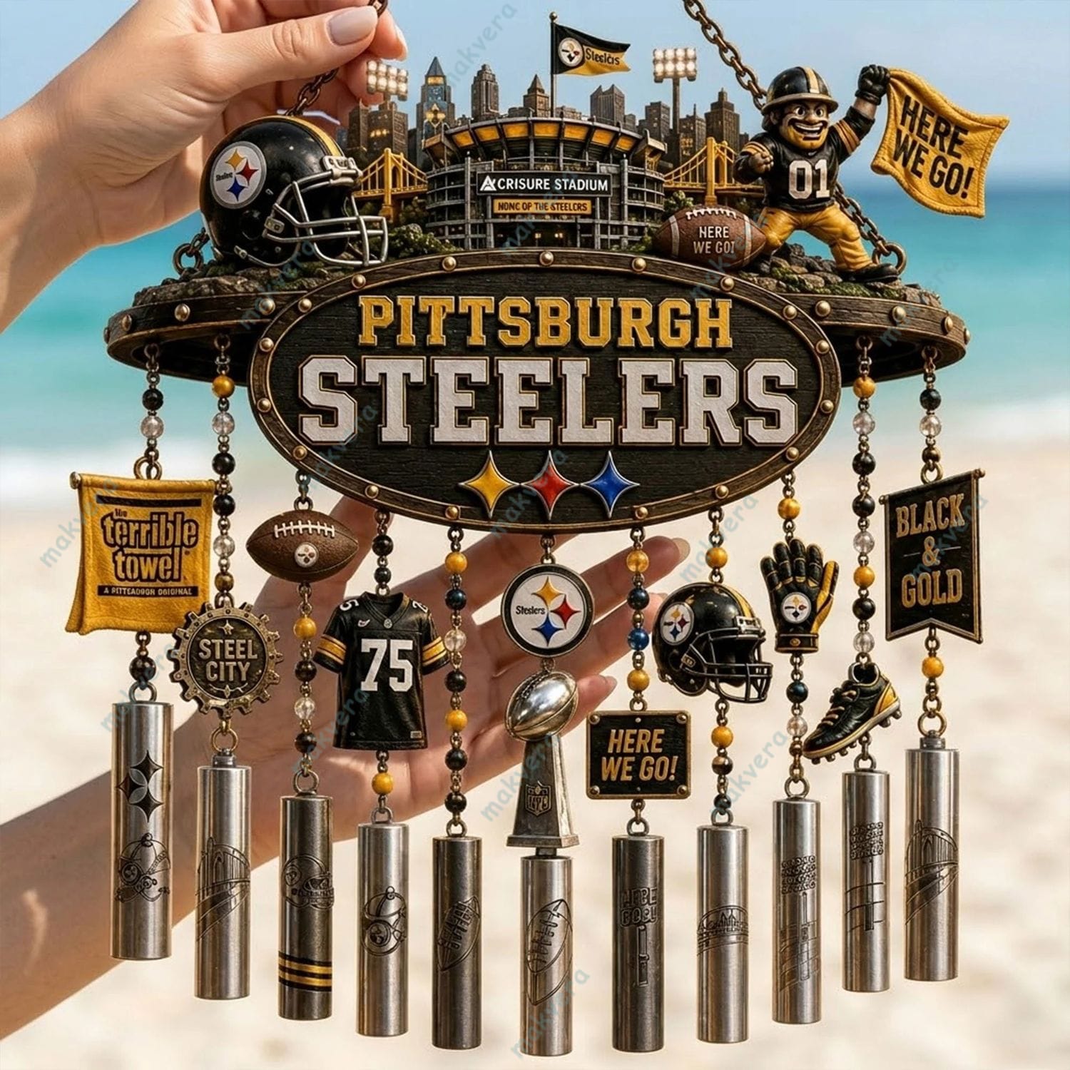 Pittsburgh Steelers Here We Go Wind Chime 3 Pittsburgh Steelers Here We Go Wind Chime 3