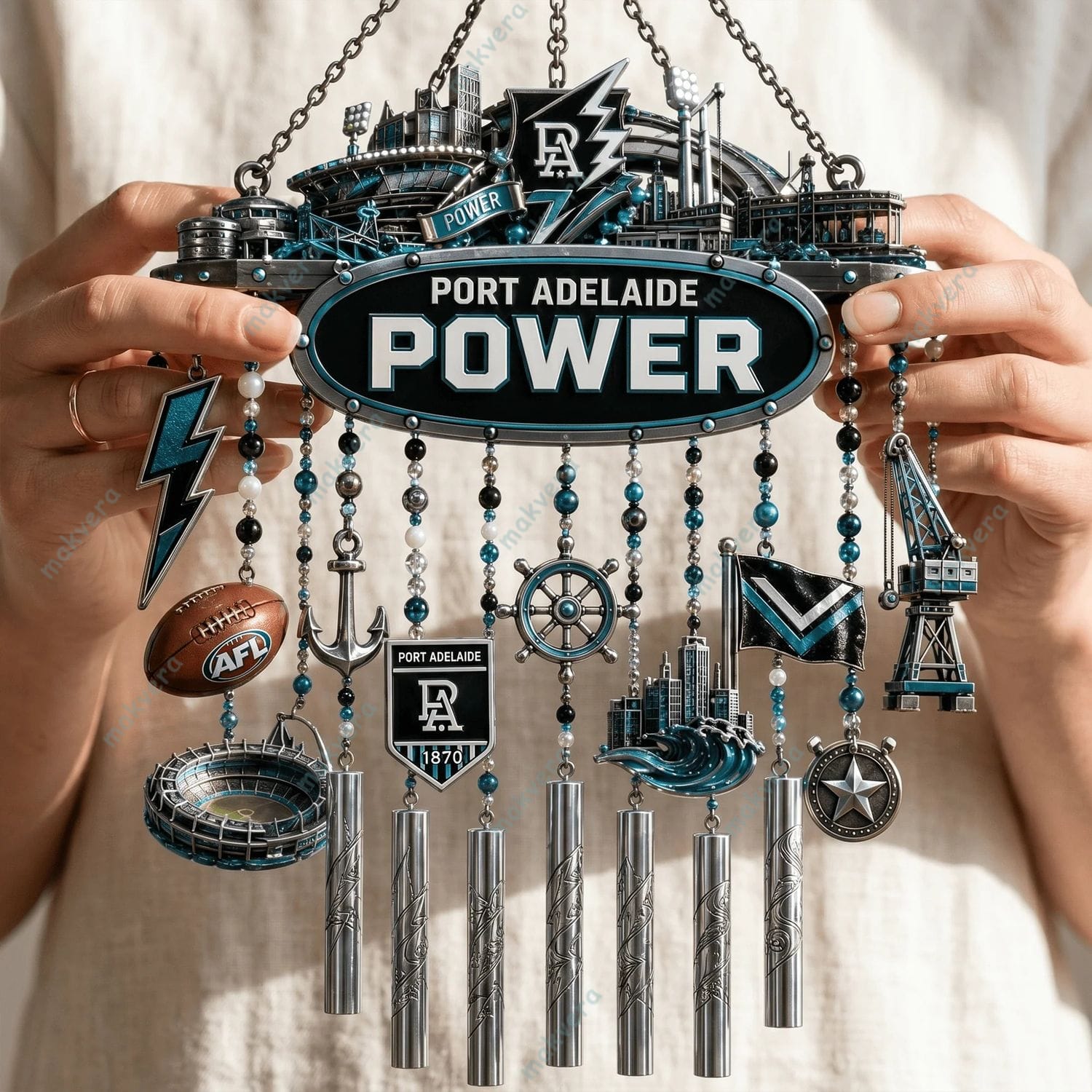 Port Adelaide Power AFL Team Wind Chime 3 Port Adelaide Power AFL Team Wind Chime 3