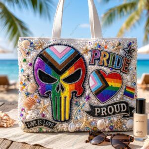 Pride Month Punisher Skull 2026 Summer Vibes Tote Bag 2