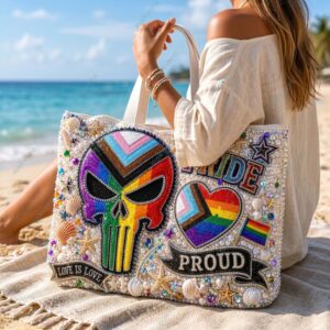 Pride Month Punisher Skull 2026 Summer Vibes Tote Bag 3