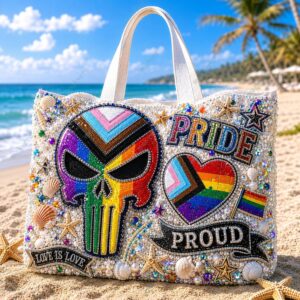 Pride Month Punisher Skull 2026 Summer Vibes Tote Bag
