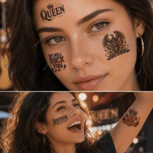 Queen Band Bohemian Rhapsody Inspired Temporary Tattoo 2 Queen Band Bohemian Rhapsody Inspired Temporary Tattoo 3
