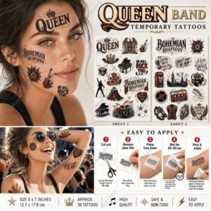 Queen Band Bohemian Rhapsody Inspired Temporary Tattoo