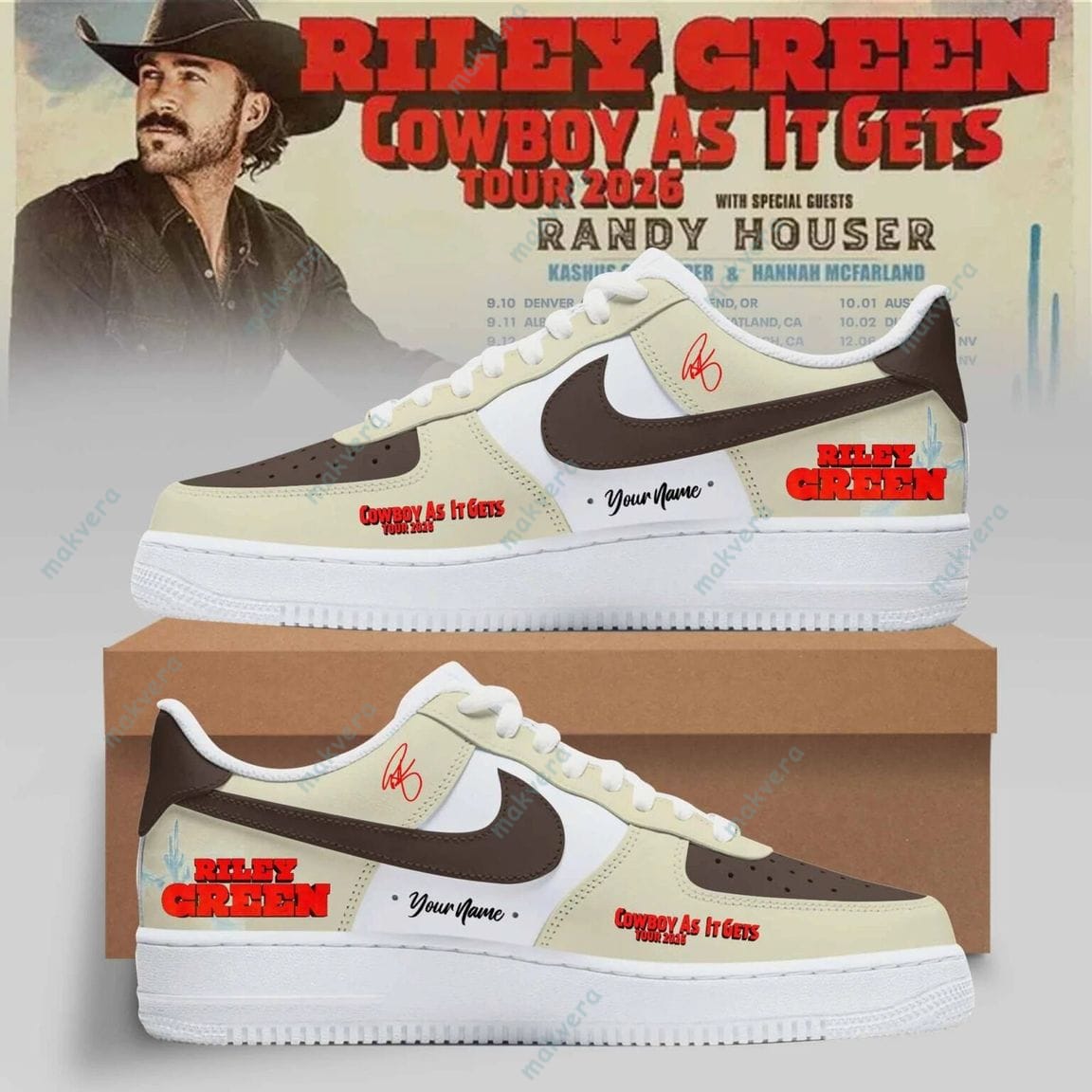 Riley Green x Cowboy As It Gets Tour 2026 Custom Air Force 1 Sneaker 3 Riley Green x Cowboy As It Gets Tour 2026 Custom Air Force 1 Sneaker 3