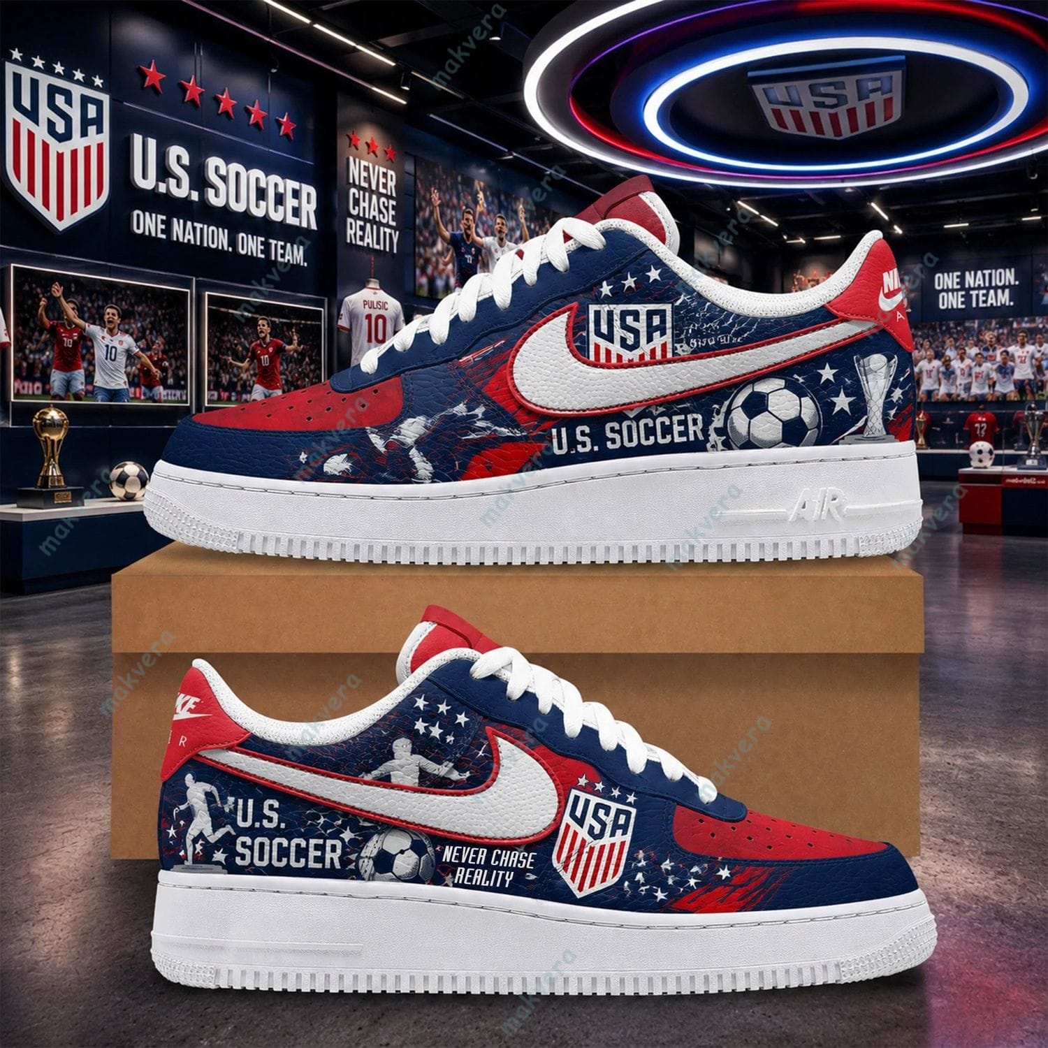 USA Soccer Nation Never Chase Reality Air Force 1 Sneaker USA Soccer Nation Never Chase Reality Air Force 1 Sneaker