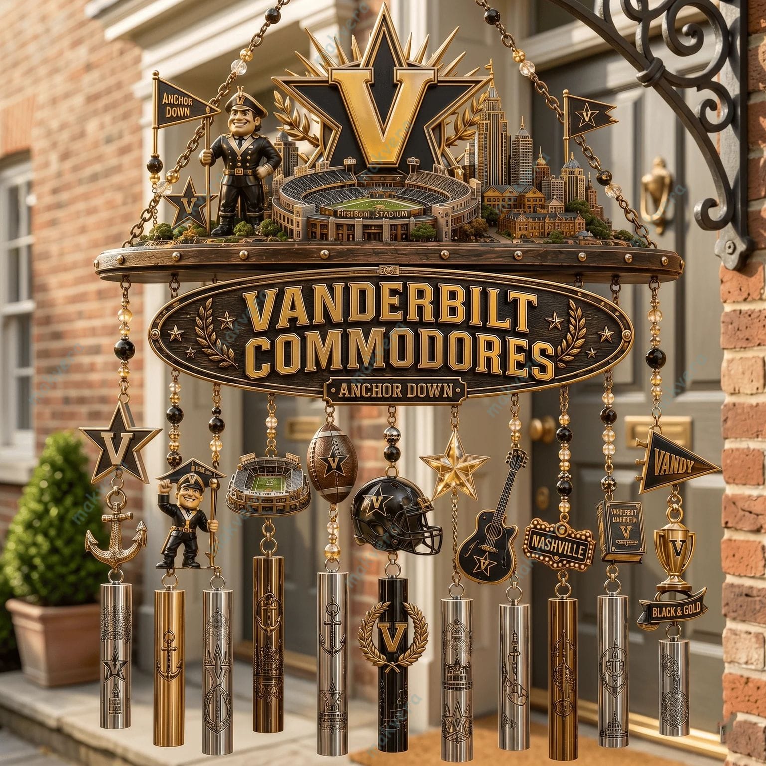 Vanderbilt Commodores Anchor Down Wind Chime 2 Vanderbilt Commodores Anchor Down Wind Chime 2
