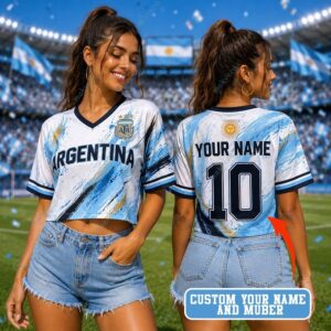 World Cup 2026 Argentina National Custom Crop Top Jersey
