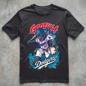 Godzilla x LA Dodgers Baseball Boom Shirt 2