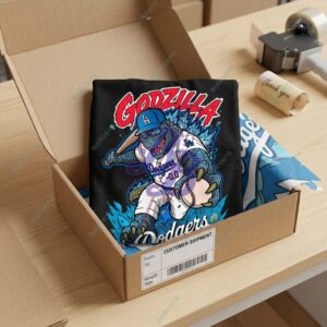 Godzilla x LA Dodgers Baseball Boom Shirt 3